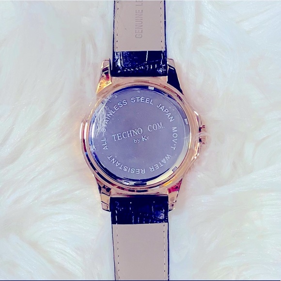 Techno Com By KC w Genuine Diamonds Mother of Pearl Dial Leather Band✨ - Picture 7 of 15